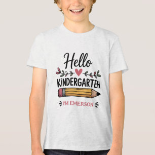 Hello Kindergarten Personalized Back To School Tri-Blend Shirt