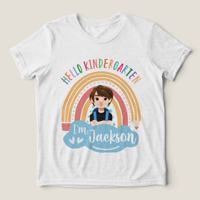 Hello Kindergarten - Personalized Shirt For Boy (Design Front)