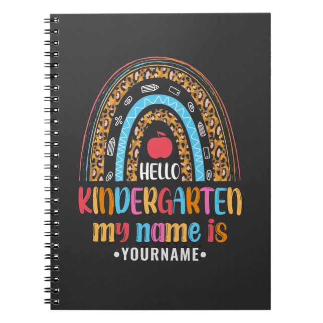 Hello Kindergarten Rainbow First Day of School Notebook (Front)