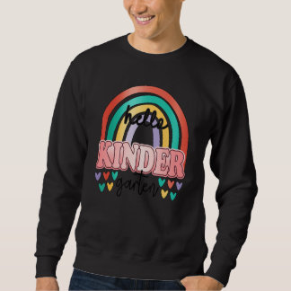 Hello Kindergarten Retro Rainbow Teacher Girl Back Sweatshirt