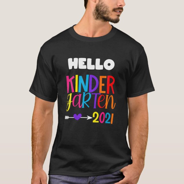 Hello Kindergarten Teacher Girls First Day Of Scho T-Shirt (Front)
