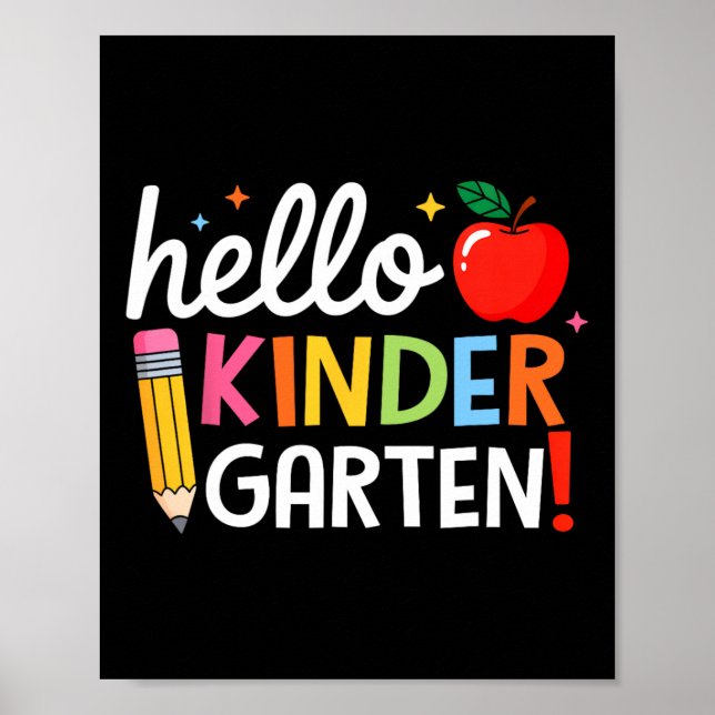 Hello Kindergarten Teacher Kids Back To School Fir Poster (Front)