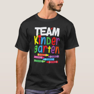 Hello Kindergarten Team Crayon Squad Teacher Back T-Shirt