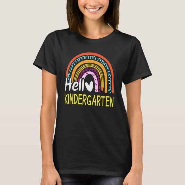 Hello Kindergarten Team Kinder Back To School Rain T-Shirt (Front)
