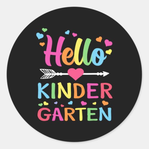 Hello Kindergarten Team Kinder Back to School Teac Classic Round Sticker