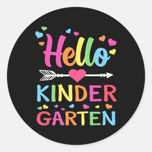 Hello Kindergarten Team Kinder Back to School Teac Classic Round Sticker (Front)