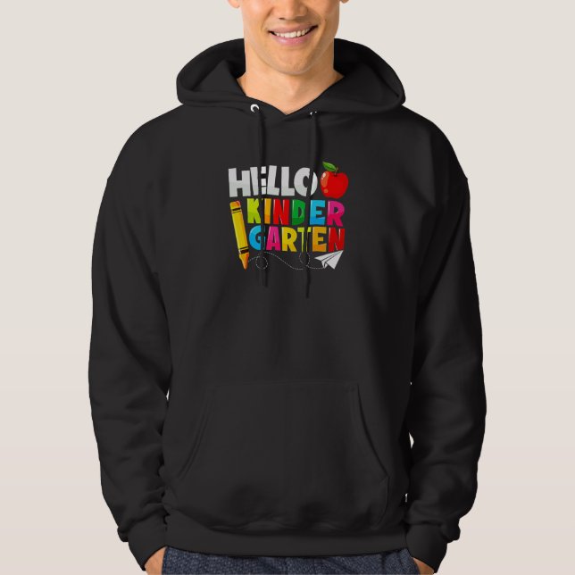 Hello Kindergarten Team Kinder Back To School Teac Hoodie (Front)