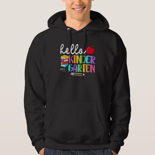 Hello Kindergarten Team Kinder Back To School Teac Hoodie (Front)