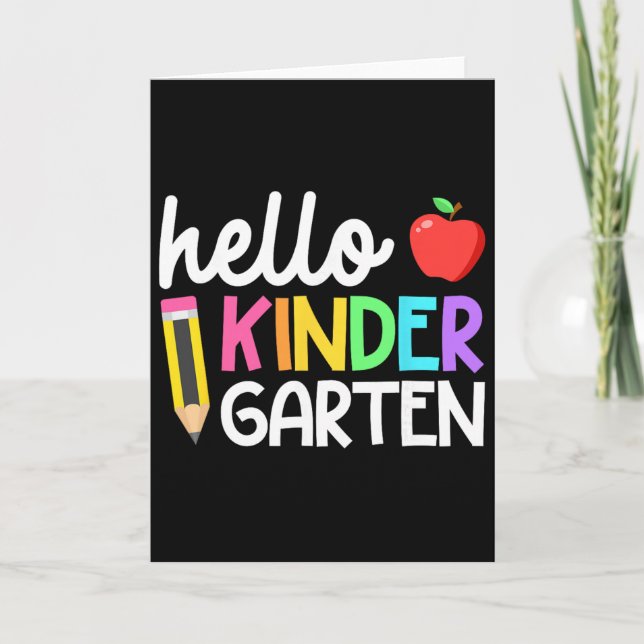 Hello Kindergarten Team Kinder Byck To School Teac Card (Front)