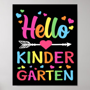 Hello Kindergarten Team Kinder Byck To School Teac Poster