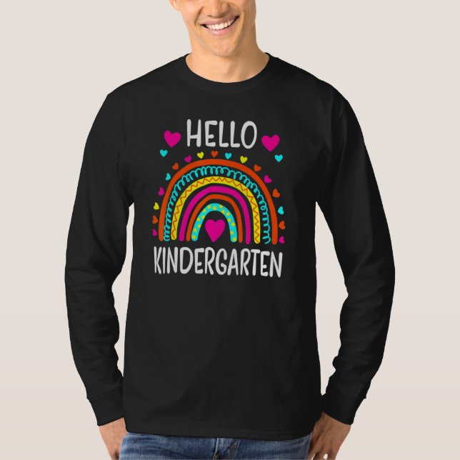 Hello Kindergarten Team Squad Back To School Teach T-Shirt (Front)