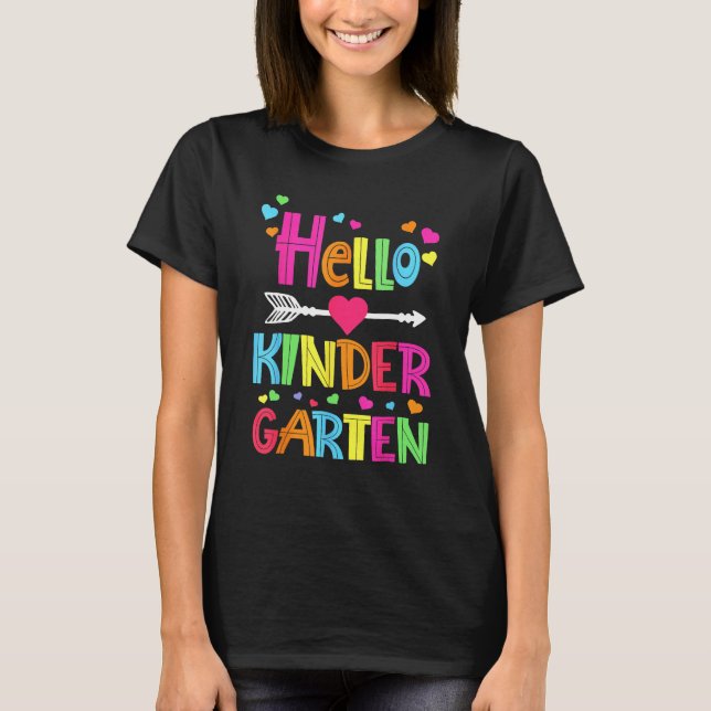 Hello Kindergarten Team Squad Back To School Teach T-Shirt (Front)