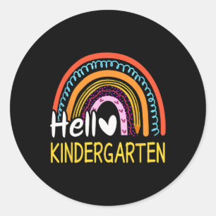 Hello Kindergarten Team Teacher Back to School Rai Classic Round Sticker