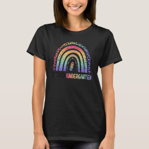 Hello Kindergarten Tie Dye Leopard Rainbow Back To T-Shirt