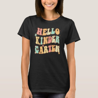 Hello Kindergarten Vibes Groovy Retro 1st Day Of S T-Shirt