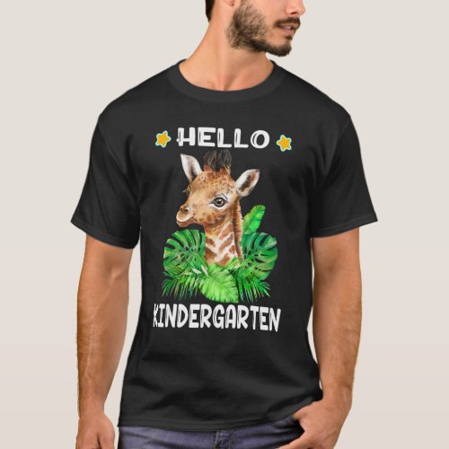 Hello Kindergarten With Baby Giraffe For Boys Girl T_Shirt