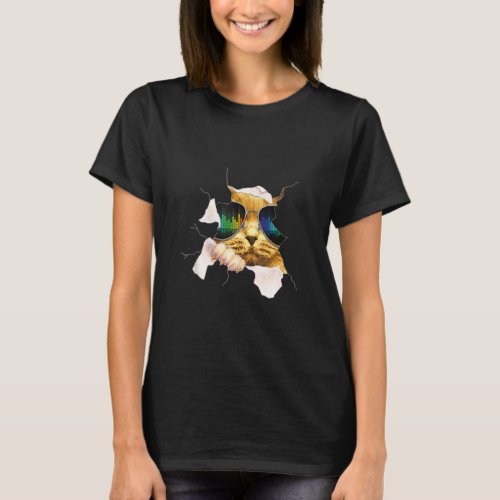 Hello Kitten Torn Cloth Funny Cat Lover Owner Cat  T_Shirt