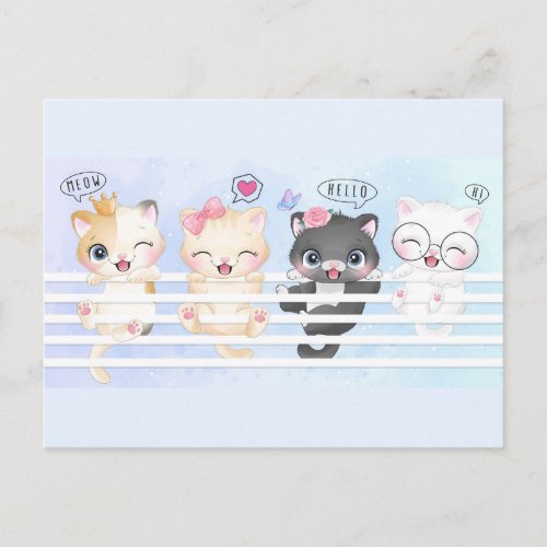 Hello Kittens Postcard