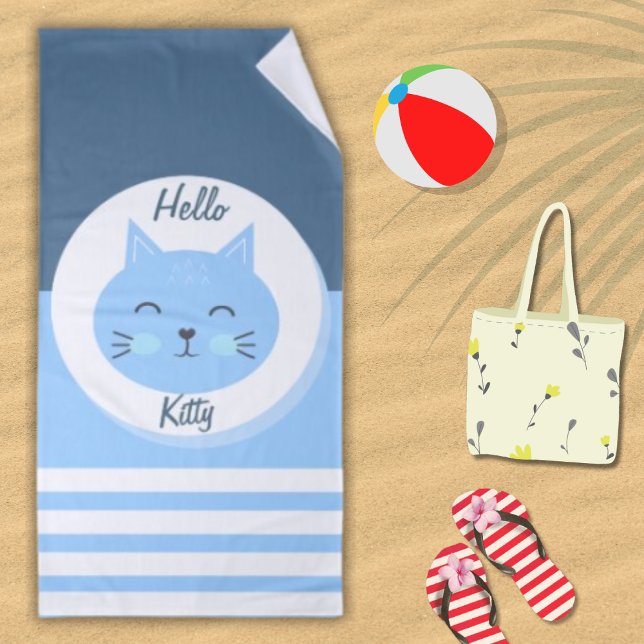 Hello Kitty Beach Towel White & Blue Color Mix (Creator Uploaded)