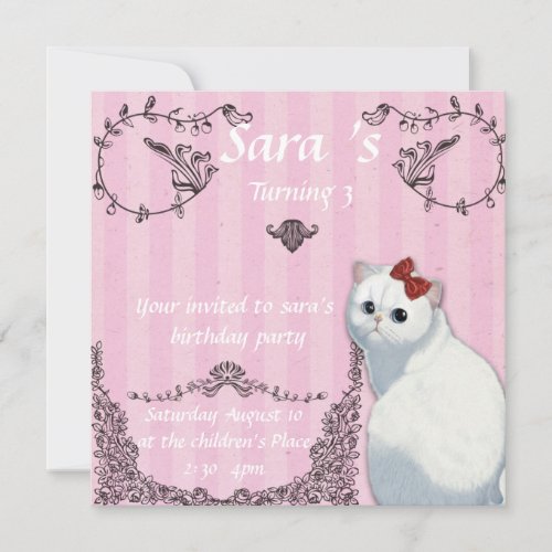 Hello Kitty Fancy  Party Invitation