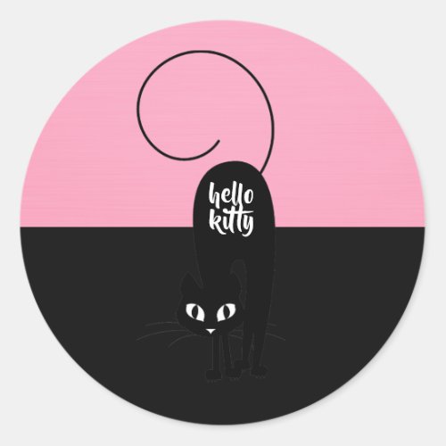 Hello Kitty Two Tone Pink and Black Classic Round Sticker