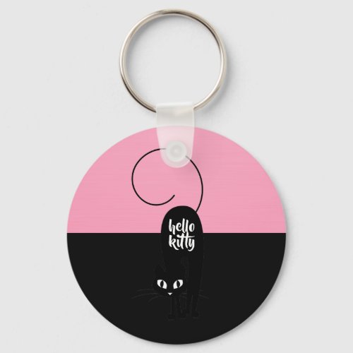 Hello Kitty Two Tone Pink and Black Keychain