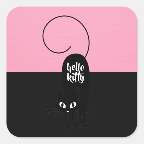 Hello Kitty Two Tone Pink and Black Square Sticker