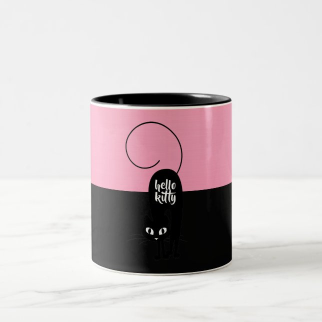 Hello Kitty, Two Tone Pink and Black Two-Tone Coffee Mug (Center)