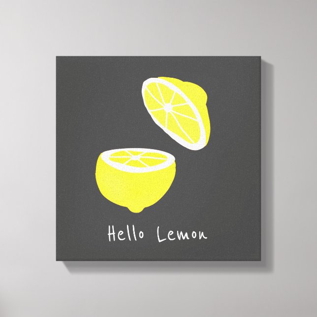 Hello Lemon modern yellow fruit Canvas Print (Front)
