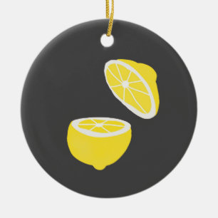 Hello Lemon modern yellow fruit Ceramic Ornament