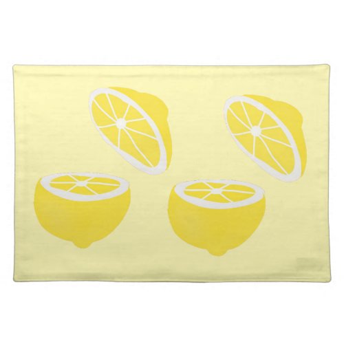 Hello Lemon modern yellow fruit Cloth Placemat