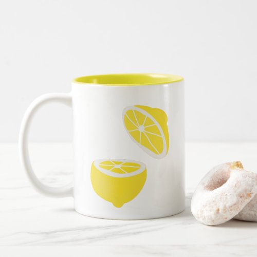 Hello Lemon modern yellow fruit Two_Tone Coffee Mug