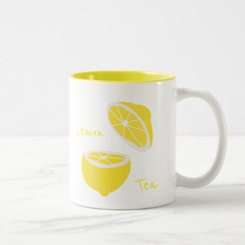 Hello Lemon modern yellow fruit Two_Tone Coffee Mug