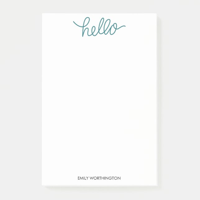 Hello Lettering Custom Post-it® Notes (Teal) (Front)