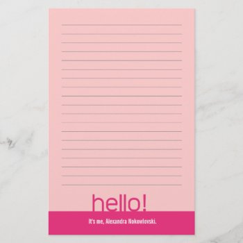 Hello! Lined Personalized Stationery by thepapershoppe at Zazzle
