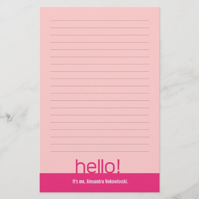 Hello! Lined Personalized Stationery (Front)
