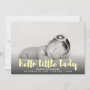 Hello little baby yellow Photo Birth Announcement