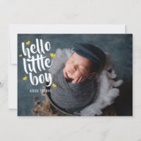 Hello little boy Gold Heart Photo Collage Birth Announcement
