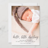 Hello Little Darling Modern Minimalist Photo Birth Announcement (Front)