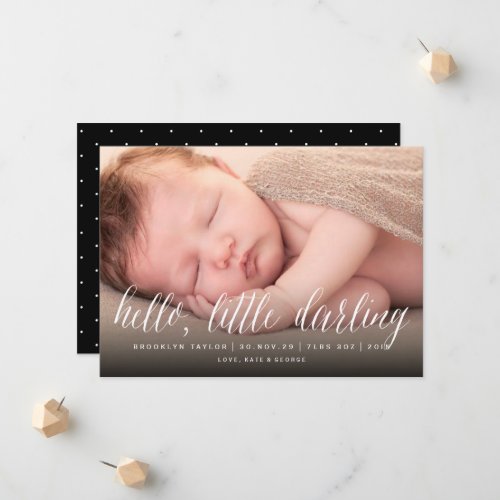 Hello Little Darling Simple Minimalist Photo Birth Announcement