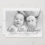 Hello Little Darlings Modern Twins Photo Birth Announcement