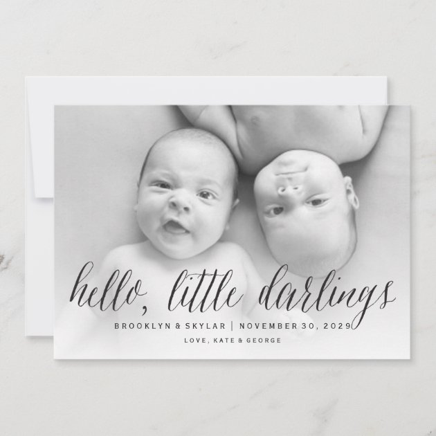 Hello Little Darlings Twins Birth Announcement