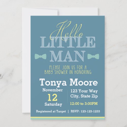 Hello Little Man Baby Shower Invitation