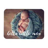 Hello Little Man | Photo Birth Announcement Magnet