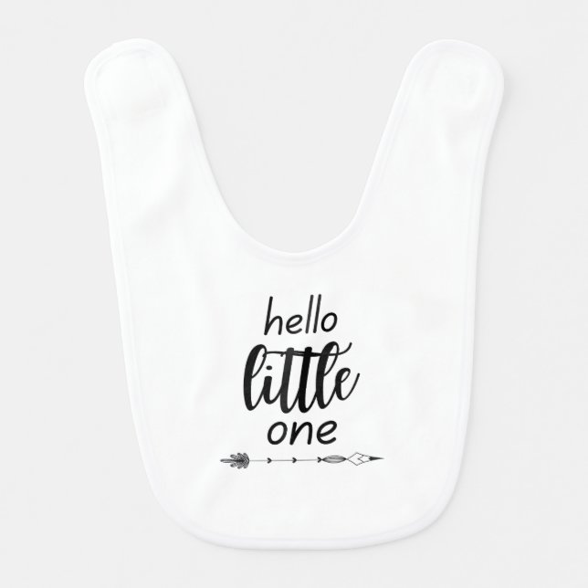 Hello Little One Baby Bib – Minimal Arrow Design (Front)