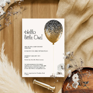 Hello little one balloon glitz glam invitation