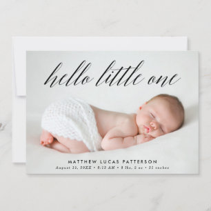 Hello Little One Blue Photo Birth Announcement