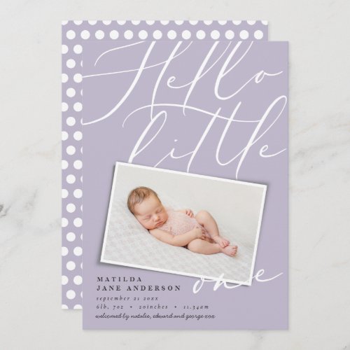 Hello little one chic elegant modern photo announcement