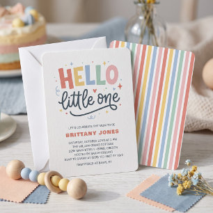 Hello Little One Colorful Baby Shower Invitation
