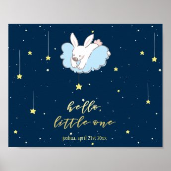 Hello Little One - Cute Bunny on a Cloud Nursery